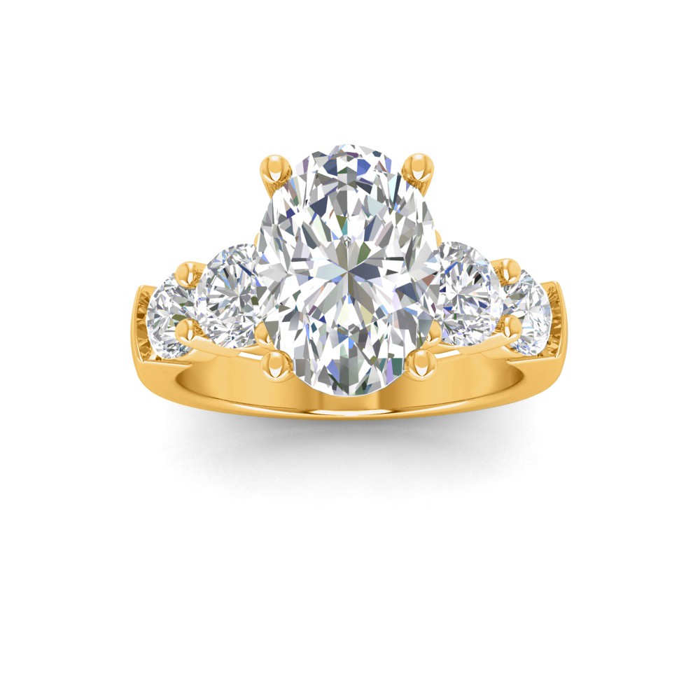 2 Ct Oval Moissanite & 1.60 Ctw Lab Diamond Legacy 5-Stone Engagement Ring