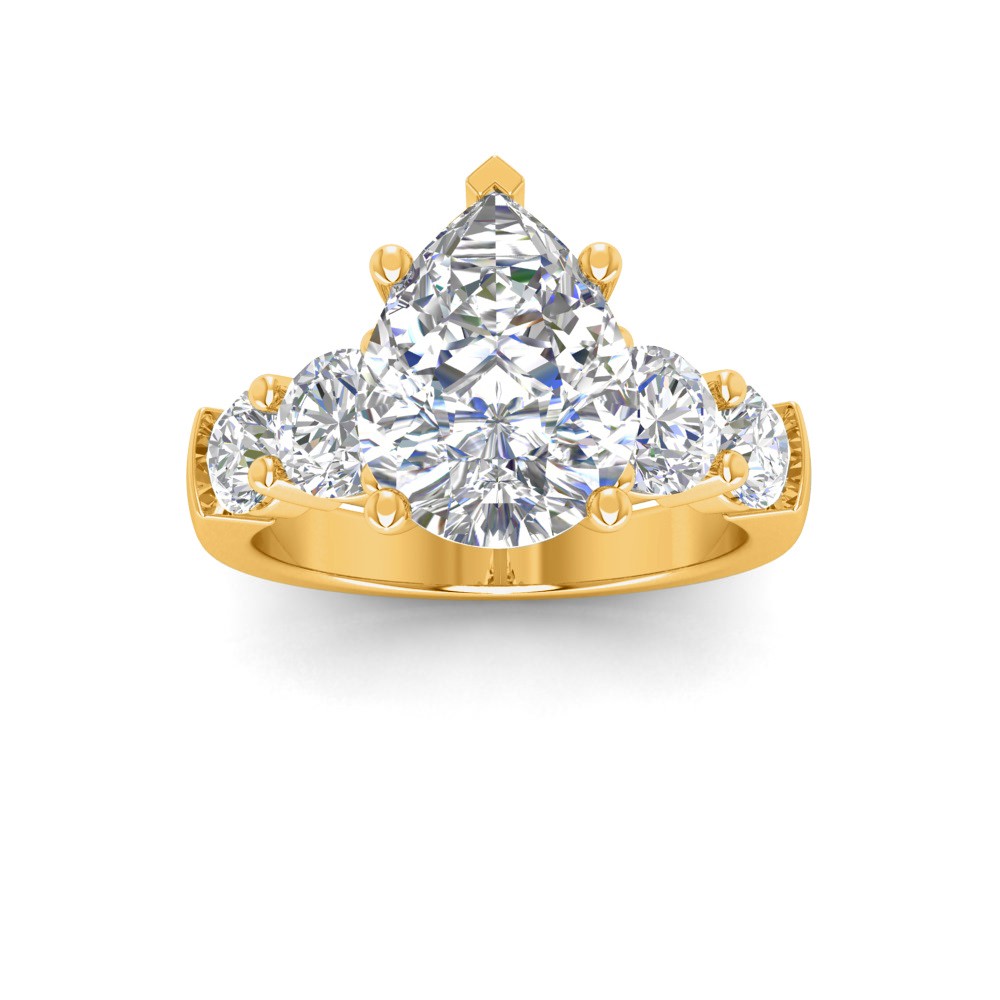 2 Ct Pear Lab Diamond & 1.60 Ctw Lab Diamond Legacy 5-Stone Engagement Ring
