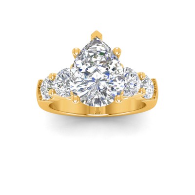 2 Ct Pear Lab Diamond & 1.60 Ctw Lab Diamond Legacy 5-Stone Engagement Ring