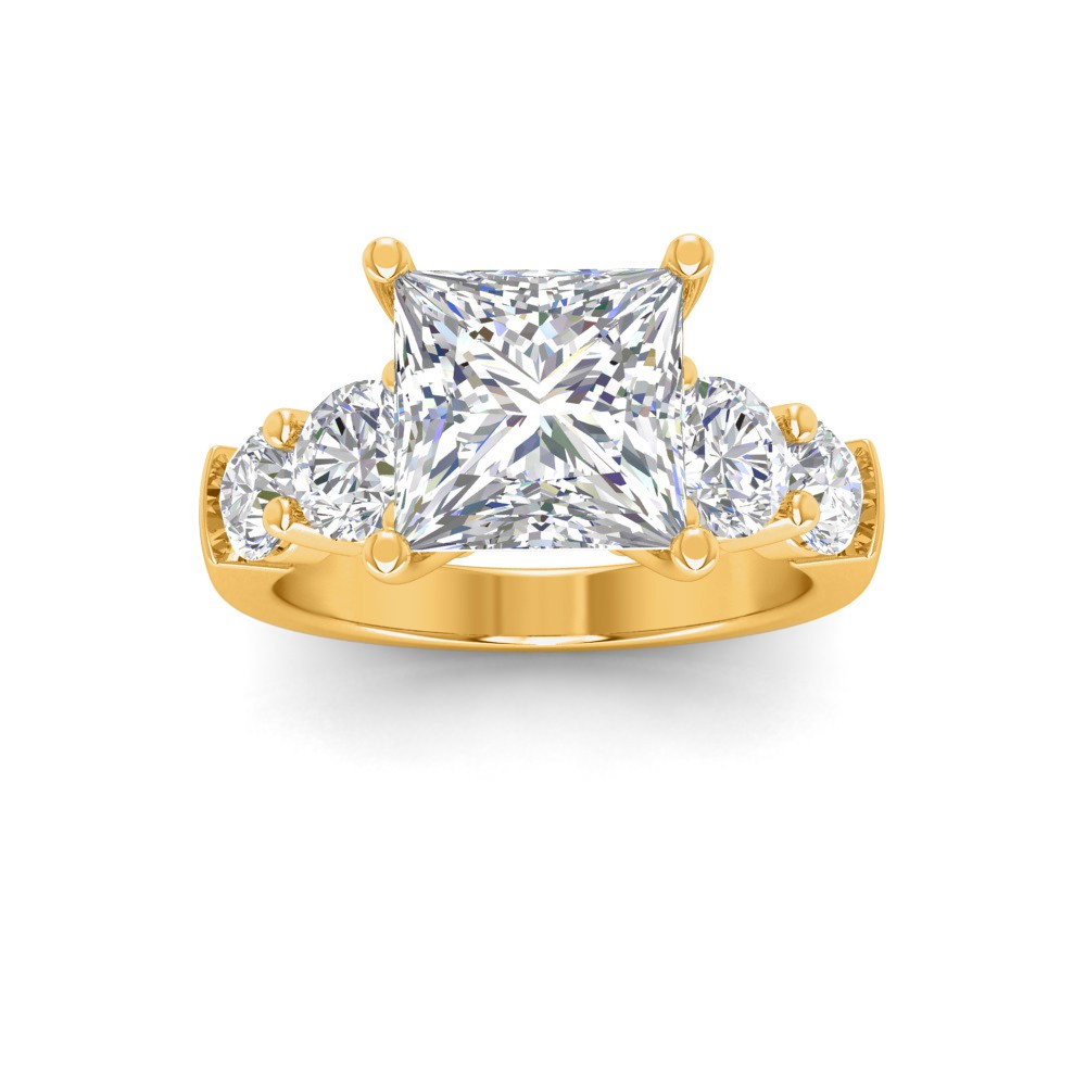 2 Ct Princess Lab Diamond & 1.60 Ctw Lab Diamond Legacy 5-Stone Engagement Ring