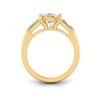 2 Ct Elongated Cushion Lab Diamond & .55 Ctw Lab Diamond Classic Tapered Baguette Three Stone Engagement Ring