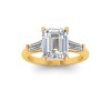 2 Ct Emerald Lab Diamond & .55 Ctw Lab Diamond Classic Tapered Baguette Three Stone Engagement Ring