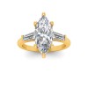 2 Ct Marquise Lab Diamond & .55 Ctw Lab Diamond Classic Tapered Baguette Three Stone Engagement Ring
