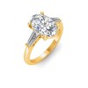 2 Ct Oval Lab Diamond & .55 Ctw Lab Diamond Classic Tapered Baguette Three Stone Engagement Ring