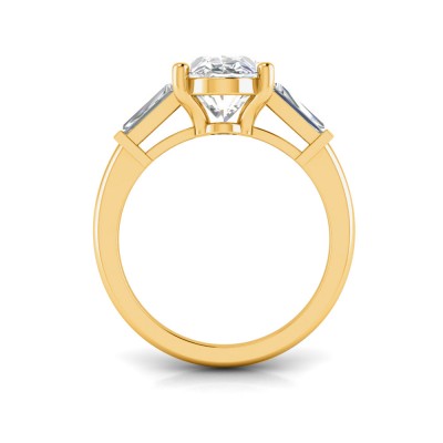 2 Ct Oval Lab Diamond & .55 Ctw Lab Diamond Classic Tapered Baguette Three Stone Engagement Ring