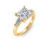 2 Ct Princess Lab Diamond & .55 Ctw Lab Diamond Classic Tapered Baguette Three Stone Engagement Ring
