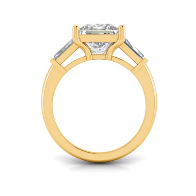 2 Ct Princess Lab Diamond & .55 Ctw Lab Diamond Classic Tapered Baguette Three Stone Engagement Ring