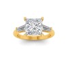 2 Ct Princess Lab Diamond & .55 Ctw Lab Diamond Classic Tapered Baguette Three Stone Engagement Ring