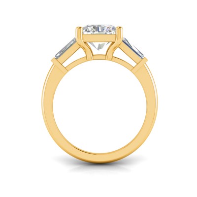 2 Ct Radiant Lab Diamond & .55 Ctw Lab Diamond Classic Tapered Baguette Three Stone Engagement Ring