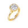 1 Ct Cushion Moissanite Classic Low Profile Bezel Solitaire Engagement Ring