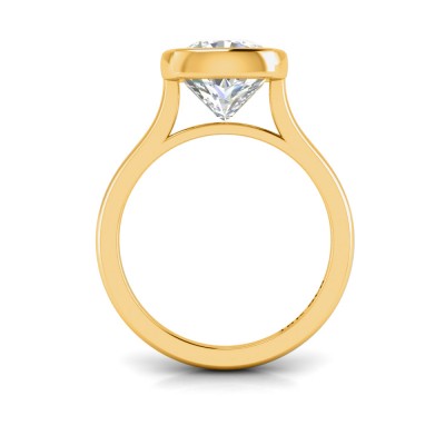 1 Ct Cushion Moissanite Classic Low Profile Bezel Solitaire Engagement Ring