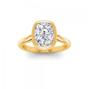 2 Ct Oval Lab Diamond Classic Low Profile Bezel Solitaire Engagement Ring
