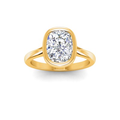 1 Ct Elongated Cushion Moissanite Classic Low Profile Bezel Solitaire Engagement Ring