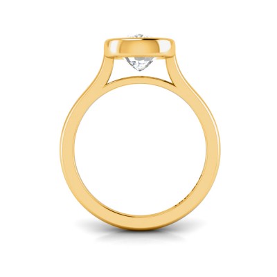 1 Ct Elongated Cushion Moissanite Classic Low Profile Bezel Solitaire Engagement Ring