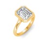 1.5 Ct Emerald Moissanite Classic Low Profile Bezel Solitaire Engagement Ring