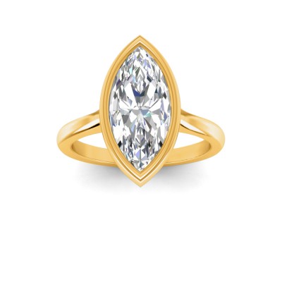1 Ct Marquise Moissanite Classic Low Profile Bezel Solitaire Engagement Ring