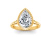 1 Ct Pear Moissanite Classic Low Profile Bezel Solitaire Engagement Ring