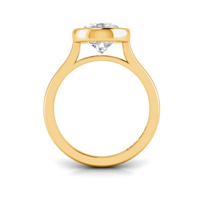 1 Ct Pear Moissanite Classic Low Profile Bezel Solitaire Engagement Ring