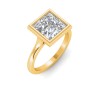 1 Ct Princess Moissanite Classic Low Profile Bezel Solitaire Engagement Ring