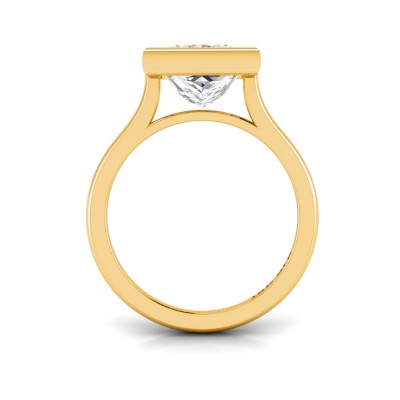 1 Ct Princess Moissanite Classic Low Profile Bezel Solitaire Engagement Ring