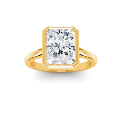 1 Ct Radiant Moissanite Classic Low Profile Bezel Solitaire Engagement Ring