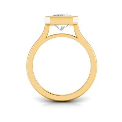 1 Ct Radiant Moissanite Classic Low Profile Bezel Solitaire Engagement Ring
