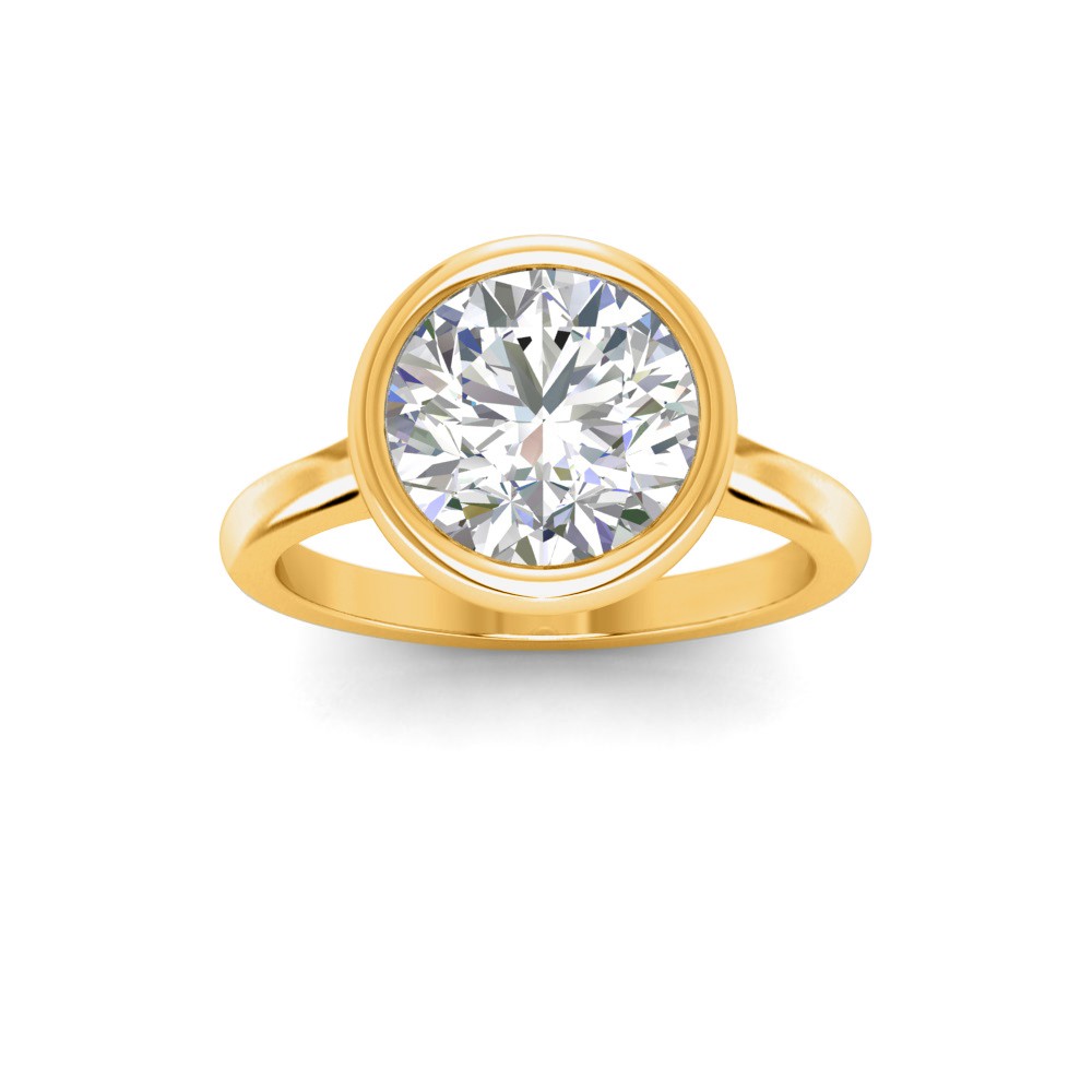 1 Ct Round Moissanite Classic Low Profile Bezel Solitaire Engagement Ring