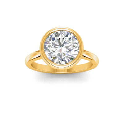 1 Ct Round Moissanite Classic Low Profile Bezel Solitaire Engagement Ring