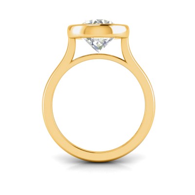 1 Ct Round Moissanite Classic Low Profile Bezel Solitaire Engagement Ring