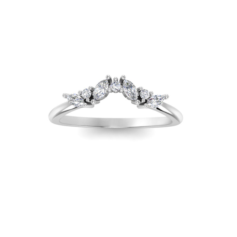Alternating Round & Marquise Colorless Lab Diamond Curved Ring