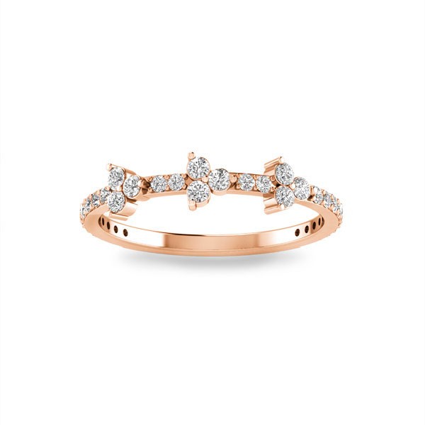 Diamond Three Stone Cluster Stackable Band