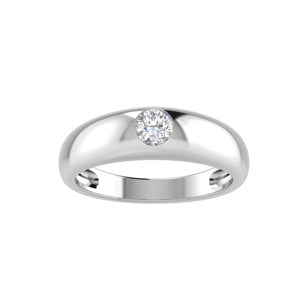 Round Diamond Center Dome Ring