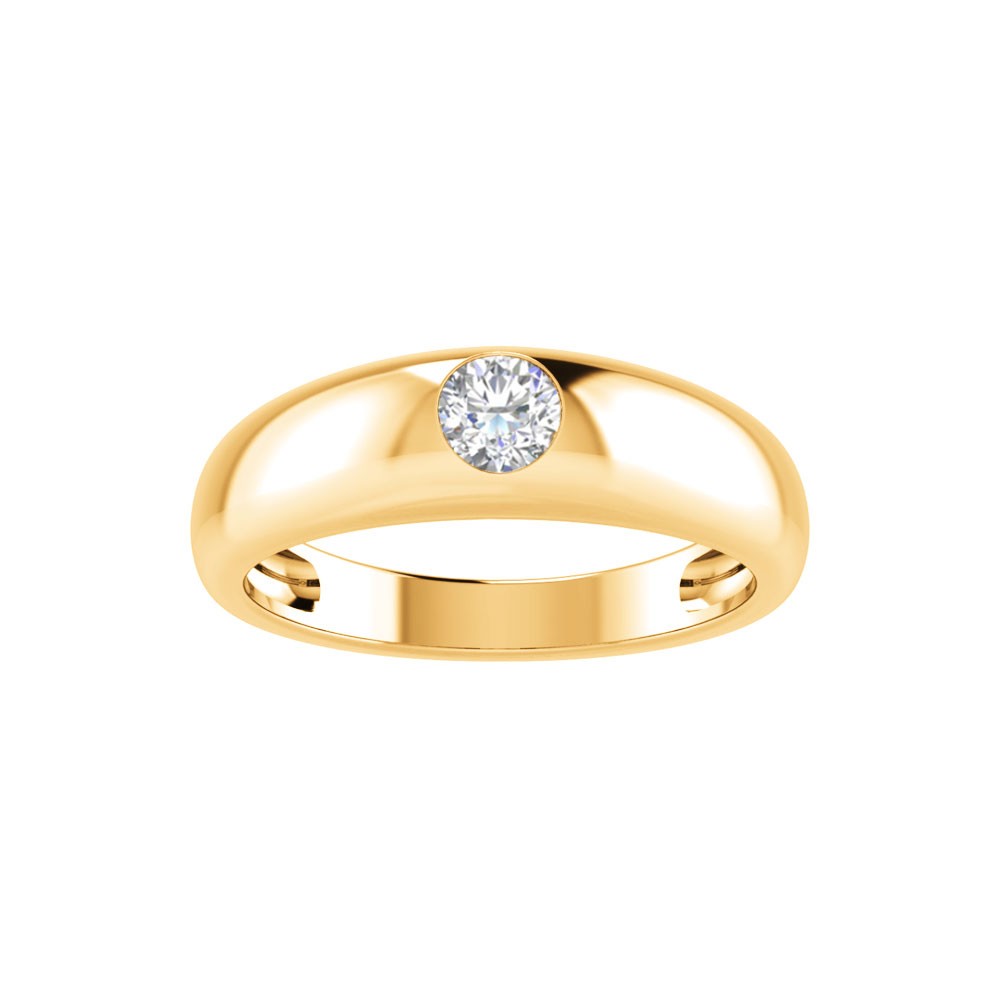 Round Diamond Center Dome Ring