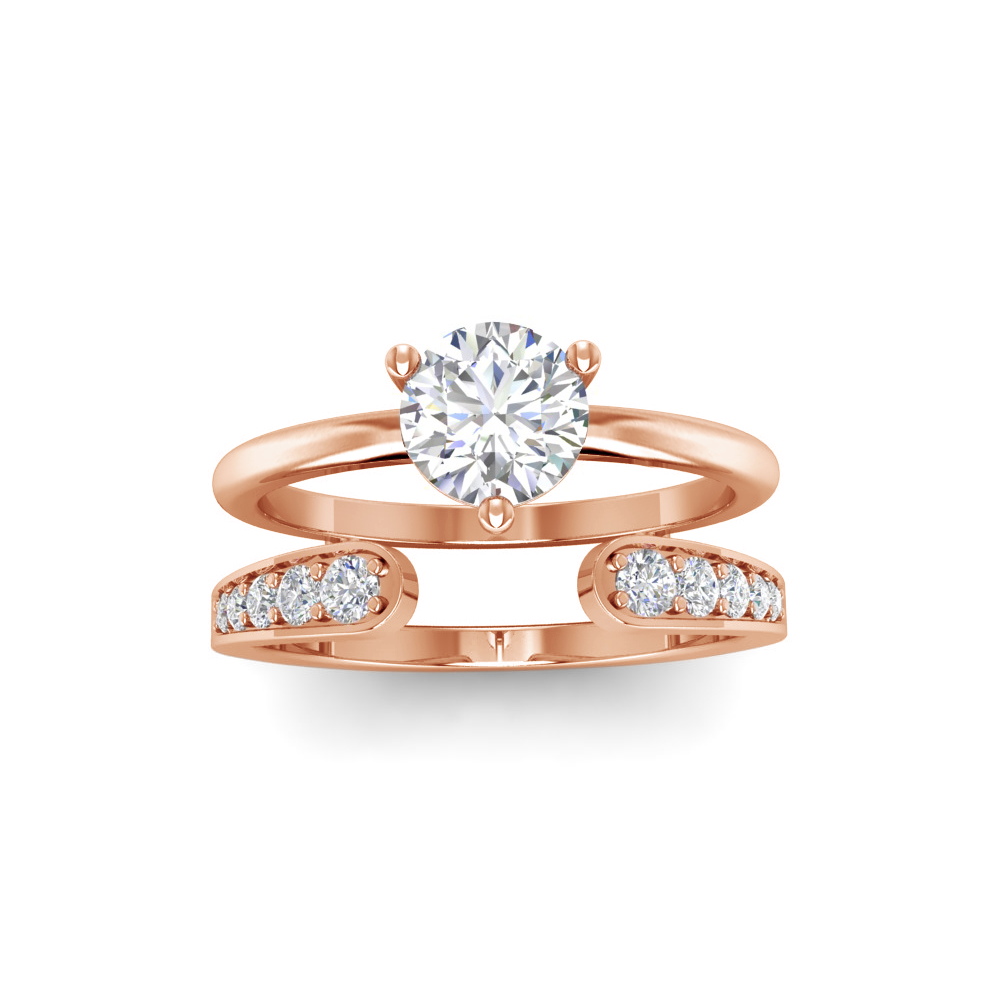 .75 Ct Round Lab Diamond & .25 Ctw Diamond Embrace Solitaire Open Ring