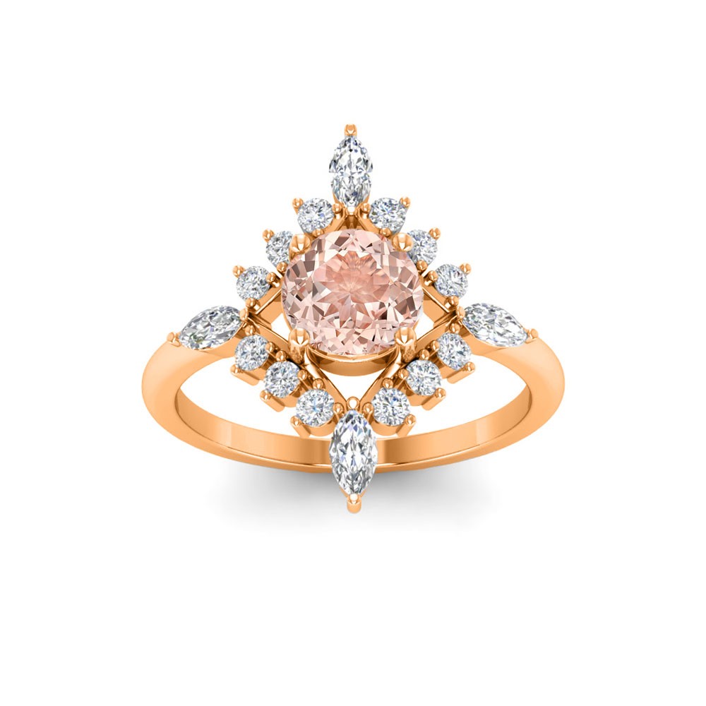 .75 Ct Morganite & .57 ctw Diamond Flora Vintage Halo Engagement Ring