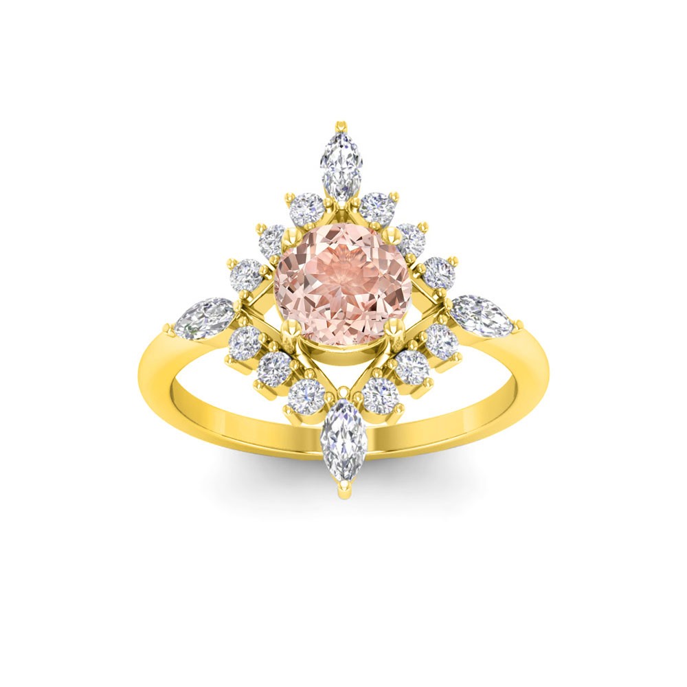 .75 Ct Morganite & .57 ctw Diamond Flora Vintage Halo Engagement Ring