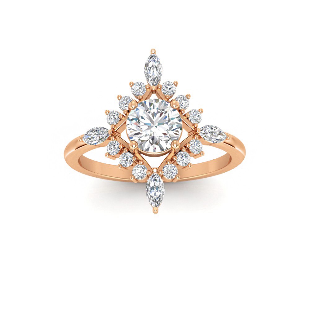 1.32 Ctw Round Diamond Flora Vintage Halo Engagement Ring