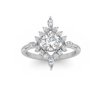 1.32 Ctw Round CZ Flora Vintage Halo Engagement Ring