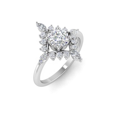 1.32 Ctw Round CZ Flora Vintage Halo Engagement Ring