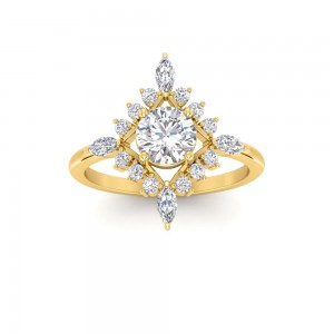 .75 Ct Round Lab Diamond & .57 Ctw Diamond Flora Vintage Halo Engagement Ring