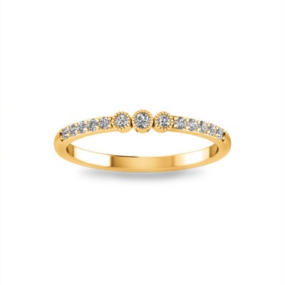 Diamond Milgrain Bezel Three Stone Ring