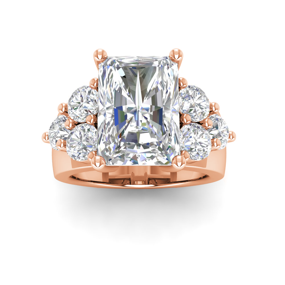 5 Ct Radiant Colorless Lab Diamond & 2 Ctw Cluster Wide Band Engagement Ring