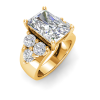 6 Ct Radiant Moissanite & 2 Ctw Lab Diamond Cluster Wide Band Engagement Ring