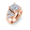 6 Ct Cushion Moissanite & 2 Ctw Lab Diamond Cluster Wide Band Engagement Ring