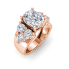 2 Ct Elongated Cushion Colorless Lab Diamond & 2 Ctw Cluster Wide Band Engagement Ring