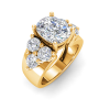 2 Ct Elongated Cushion Lab Diamond & 2 Ctw Cluster Wide Band Engagement Ring