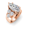 6 Ct Marquise Lab Diamond & 2 Ctw Cluster Wide Band Engagement Ring