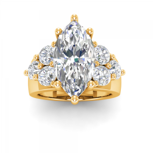 7 Ct Marquise Lab Diamond & 2 Ctw Cluster Wide Band Engagement Ring