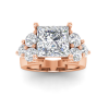 5 Ct Princess Colorless Lab Diamond & 2 Ctw Cluster Wide Band Engagement Ring
