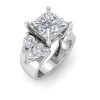 6 Ct Princess Lab Diamond & 2 Ctw Cluster Wide Band Engagement Ring